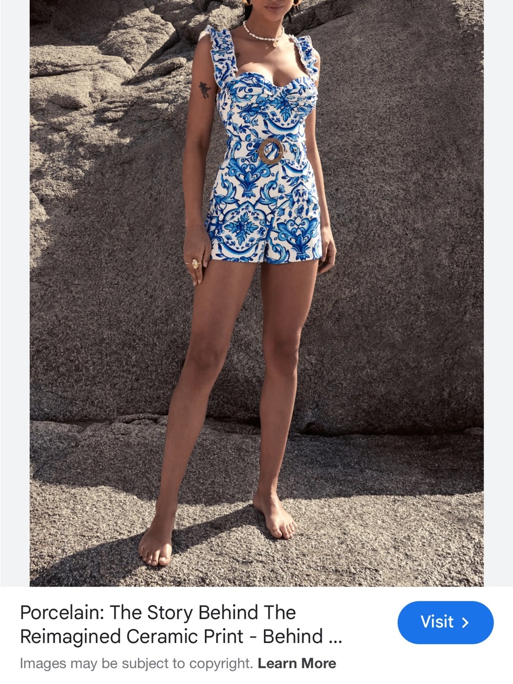 Club L London Blue and White Porcelain Print Romper